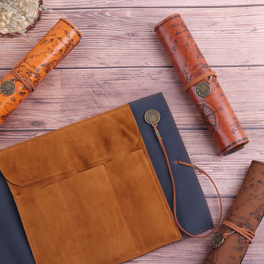 Pen Pouch Roll - 2 Buah Tas Pena Gulung Vintage,