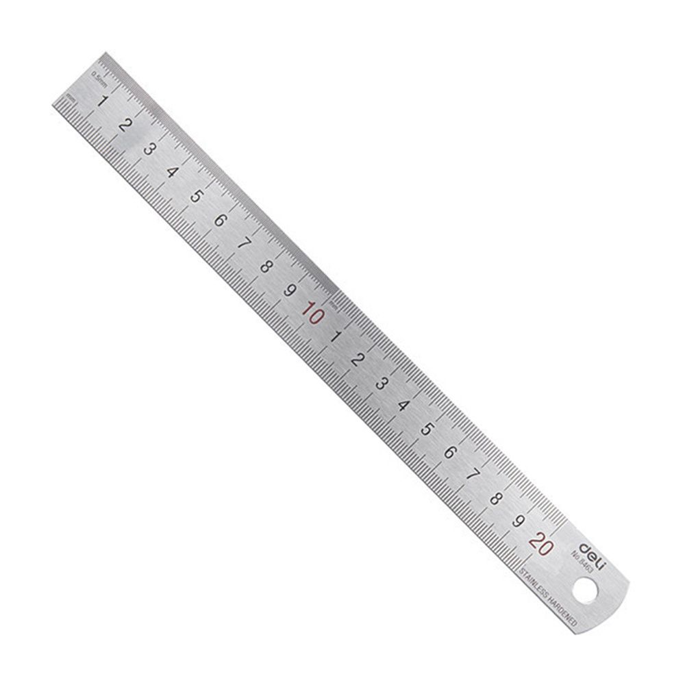 Stationery Office Supply Store - Deli 20cm penggaris lurus logam baja