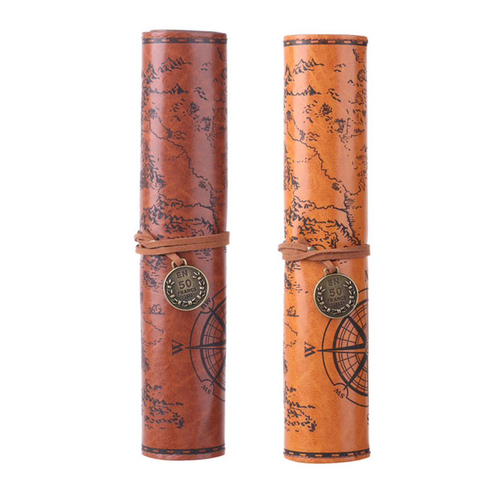 Pen Pouch Roll - 2Pcs Tempat Pensil Vintage PU Tas