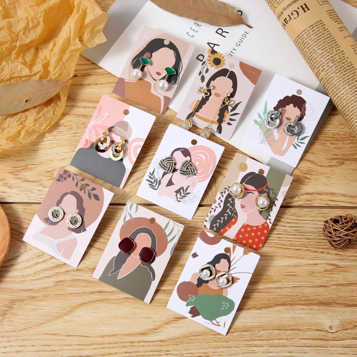 Cardstock Paper Pack - 20 Gaya Acak Kartu Tampilan Anting,